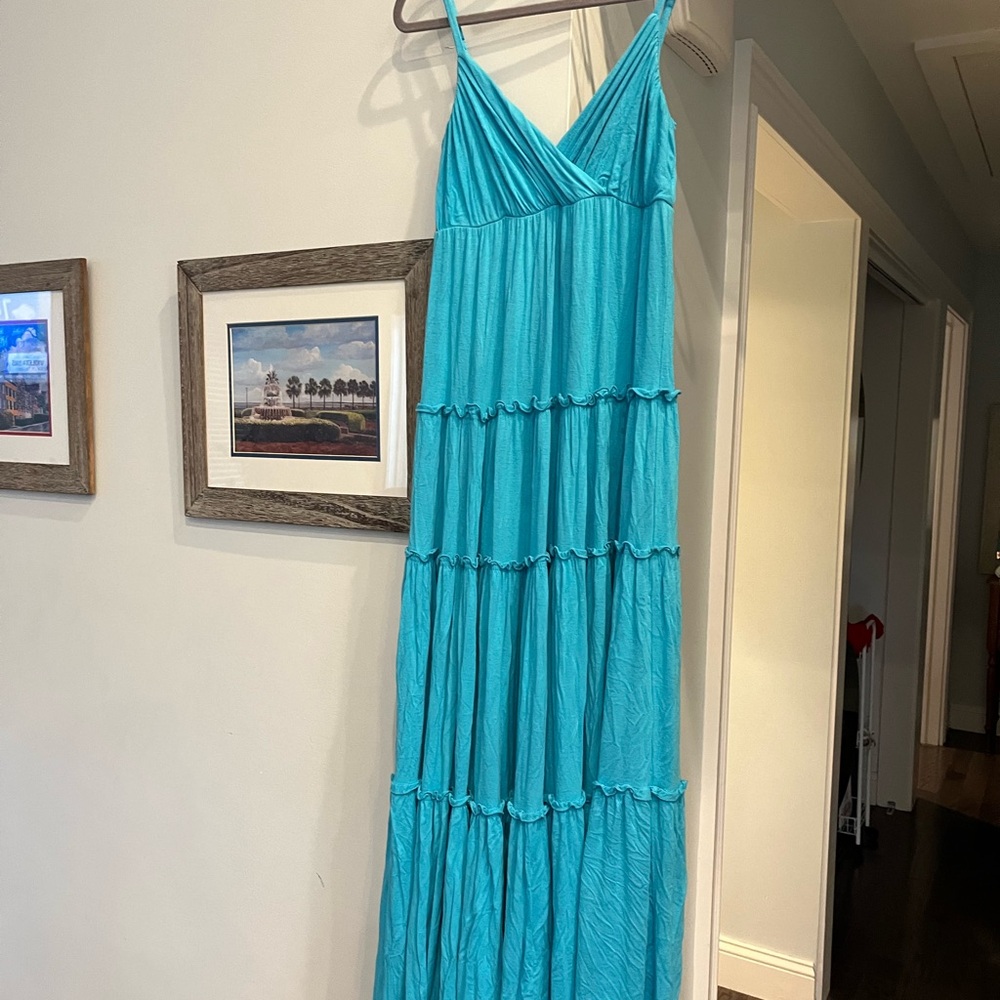 Calvin Klein Blue Tiered Maxi Sundress